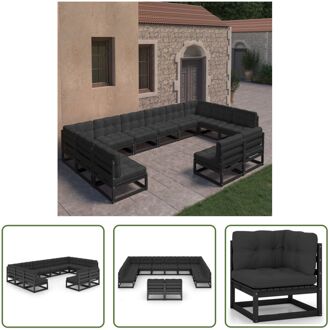 Loungeset Grenenhout Tuinmeubelen - 70 x 70 x 67 cm - zwart/antraciet