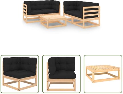 Loungeset Grenenhout - Tuinmeubelen - 70x70x67 cm - Antraciet Grijs