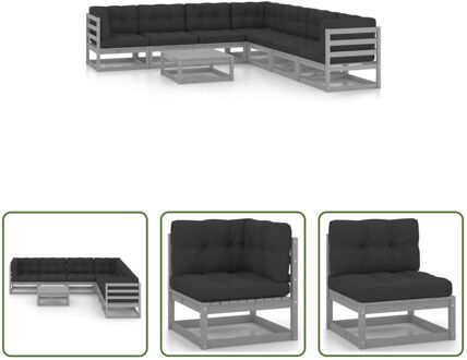 Loungeset Grenenhout Tuinmeubelen - 70x70x67 cm - Grijs - Antraciet