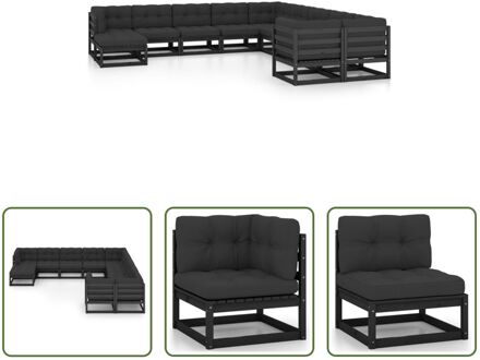 Loungeset Grenenhout Tuinmeubelen - 70x70x67 cm - Zwart - Antraciet