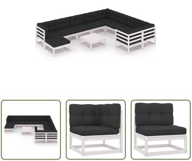 Loungeset Grenenhout - Tuinmeubelen - 70x70x67cm - Wit - Antraciet