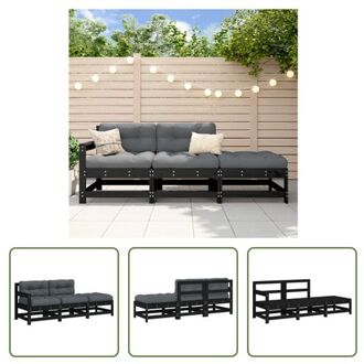 Loungeset Grenenhout - Tuinmeubelen - Zwart - 62x62x70.5 cm - Modulair