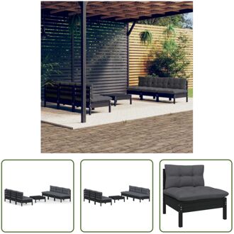 Loungeset Grenenhout - Tuinmeubelen - Zwart - 63.5 x 63.5 x 62.5 cm - Montage vereist