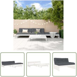 Loungeset - Grenenhout - Wit - 120x95x69cm - Modulair ontwerp