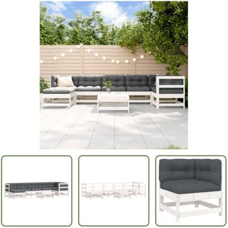 Loungeset Grenenhout - Wit - 62x62x70.5 cm - Modulair - Comfortabel - Inclusief Kussens