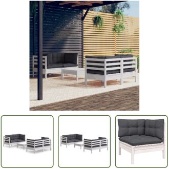 Loungeset Grenenhout - Wit - 63.5 x 63.5 x 62.5 cm - Inclusief kussens