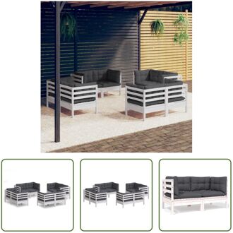 Loungeset Grenenhout - Wit - 63.5 x 63.5 x 62.5 cm - Inclusief kussens