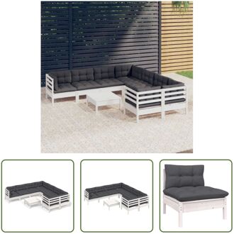 Loungeset Grenenhout - Wit - 63.5 x 63.5 x 62.5 cm - Inclusief kussens