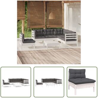 Loungeset Grenenhout - Wit - 63.5 x 63.5 x 62.5 cm - Inclusief kussens