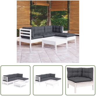 Loungeset - Grenenhout - Wit - 63.5 x 63.5 x 62.5 cm - Inclusief kussens