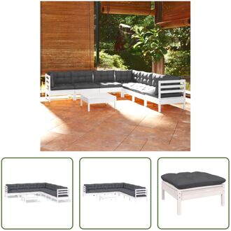 Loungeset - Grenenhout - Wit - 63.5 x 63.5 x 62.5 cm - Inclusief kussens