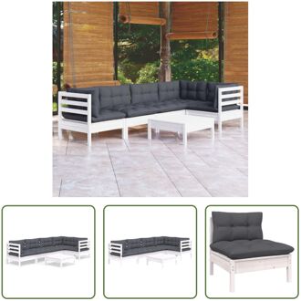 Loungeset - Grenenhout - Wit - 63.5 x 63.5 x 62.5 cm - Inclusief kussens