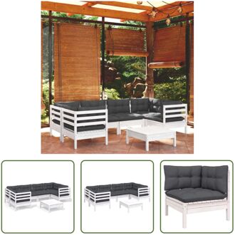 Loungeset - Grenenhout - Wit - 63.5 x 63.5 x 62.5 cm - Inclusief kussens