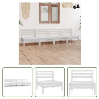 Loungeset - Grenenhout - Wit - 63.5 x 63.5 x 62.5 cm