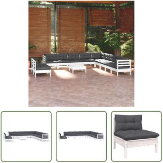 Loungeset - Grenenhout - Wit - 63.5x63.5x62.5 cm - Antraciet kussen