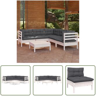 Loungeset Grenenhout - Wit - 63.5x63.5x62.5 cm - Antraciet kussen