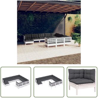 Loungeset - Grenenhout - Wit - 63.5x63.5x62.5 cm - Inclusief kussens