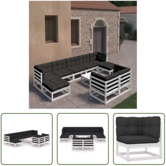 Loungeset - Grenenhout - Wit - 70 x 70 x 67 cm - Inclusief kussens