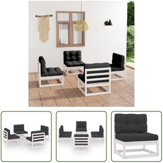 loungeset - Grenenhout - Wit - 70 x 70 x 67 cm - Inclusief kussens