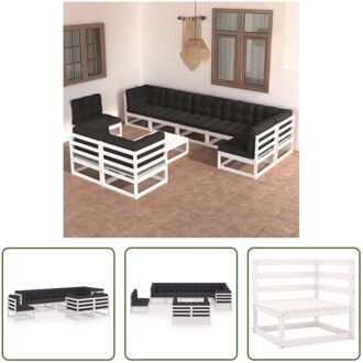 Loungeset Grenenhout - Wit - 70x70x67 cm - Inclusief kussens