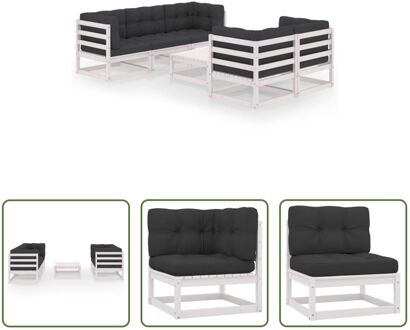 Loungeset Grenenhout - Wit - 70x70x67 cm - Inclusief kussens