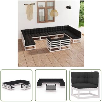 Loungeset Grenenhout - Wit - 70x70x67cm - Inclusief kussens