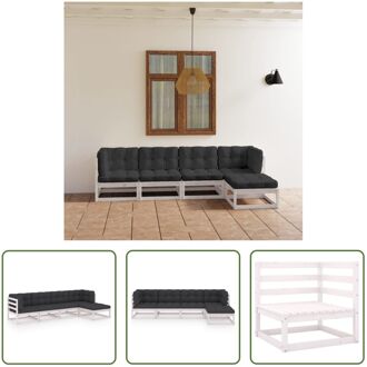 Loungeset - Grenenhout - Wit - Antraciet - 70x70x67 cm - Montage vereist