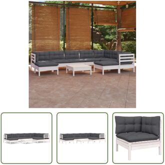 Loungeset Grenenhout - Wit - Hoekbank 63.5x63.5x62.5cm - Middenbank 63.5x63.5x62.5cm