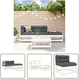 Loungeset Grenenhout - Wit - Middenbank- 62x62x70.5cm - Hoekbank- 62x62x70.5cm - Salontafel