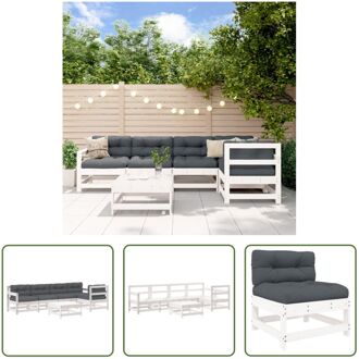 Loungeset - Grenenhout - Wit - Middenbank 62x62x70.5cm - Tuinstoel 66x62x70.5cm