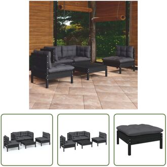 Loungeset Grenenhout Zwart - 63.5 x 63.5 cm - Incl - kussens