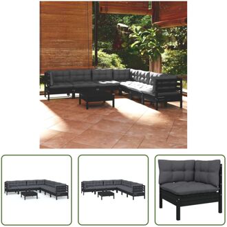 Loungeset - Grenenhout - Zwart - 63.5 x 63.5 x 62.5 cm - Inclusief kussens