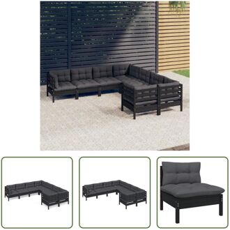 Loungeset Grenenhout - Zwart - 63.5 x 63.5 x 62.5 cm - Inclusief kussens