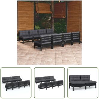 Loungeset Grenenhout - Zwart - 63.5 x 63.5 x 62.5 cm - Inclusief kussens