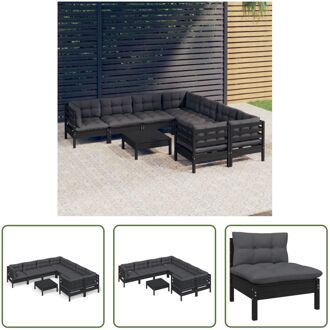 Loungeset Grenenhout - Zwart - 63.5 x 63.5 x 62.5 cm - Inclusief kussens