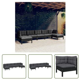 Loungeset - Grenenhout - Zwart - 63.5 x 63.5 x 62.5 cm - Met kussens