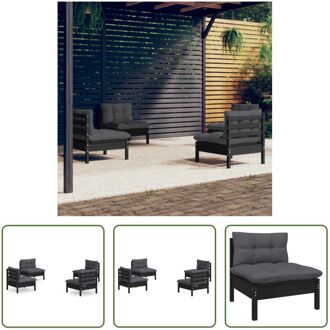 Loungeset - Grenenhout - Zwart - 63.5 x 63.5 x 62.5 cm - Montage vereist