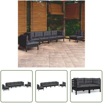 Loungeset Grenenhout - zwart - 63.5x63.5x62.5 cm (hoekbank) - 63.5x63.5x62.5 cm (middenbank) - 60x60x5