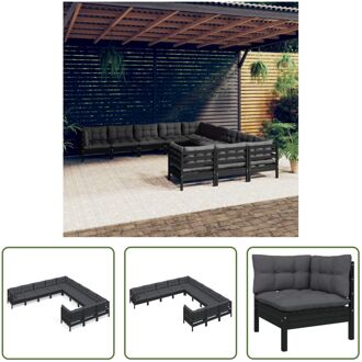 Loungeset - Grenenhout - Zwart - 63.5x63.5x62.5 cm - Incl - kussens