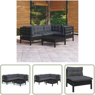 Loungeset Grenenhout - Zwart - 63.5x63.5x62.5 cm - Inclusief kussens