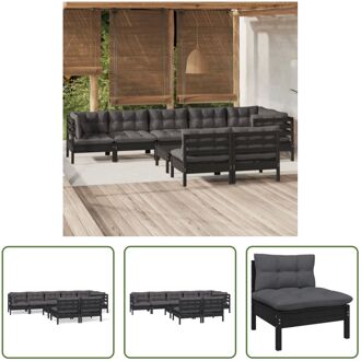 Loungeset - Grenenhout - Zwart - 63.5x63.5x62.5 cm - Inclusief Kussens