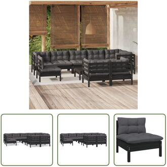 Loungeset Grenenhout - Zwart - 63.5x63.5x62.5 cm - Inclusief kussens