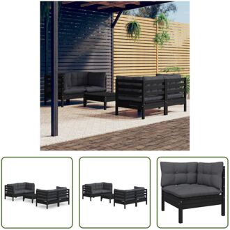 Loungeset Grenenhout - Zwart - 63.5x63.5x62.5 cm - Inclusief Kussens