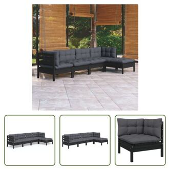 Loungeset - Grenenhout - Zwart - 63.5x63.5x62.5 cm - Met Kussens