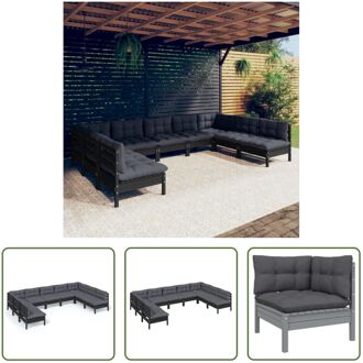 Loungeset Grenenhout - Zwart - 63.5x63.5x62.5 cm - Modulair