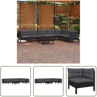 Loungeset Grenenhout - Zwart - 63.5x63.5x62.5cm - Inclusief kussens - Montage vereist - The Living