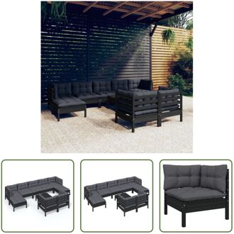 Loungeset Grenenhout - Zwart - 63.5x63.5x62.5cm - Inclusief Kussens