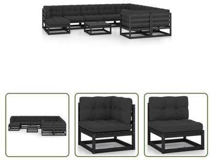 Loungeset Grenenhout - Zwart - 70 x 70 x 67 cm - 100% polyester