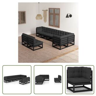 Loungeset - Grenenhout - Zwart - 70x70x67 cm - Incl - kussens