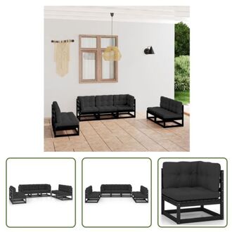 Loungeset Grenenhout - Zwart - 70x70x67 cm - Incl - Kussens